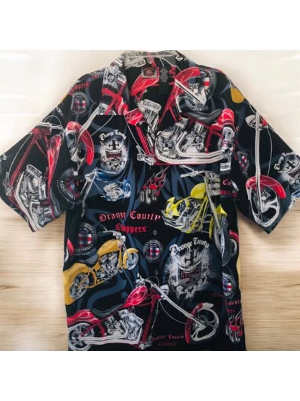 Orange County Choppers Men's Cycling Graphic Button Down Shirt Size L Like New